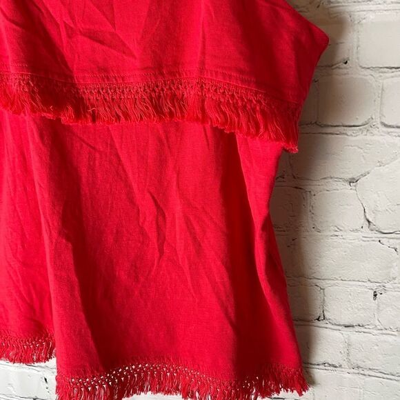 J.Crew Womens Size Small Fringe Knit Tank Top Red Sleeveless 100% Cotton - Picture 6 of 14